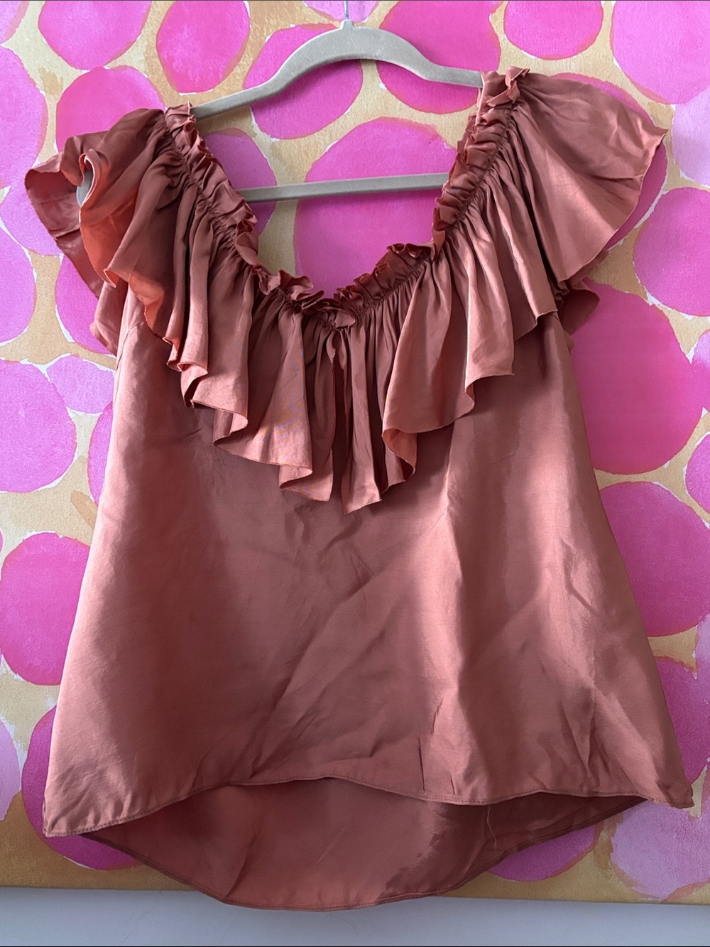🤎 New Cinq a sept ruffle top bronze brown